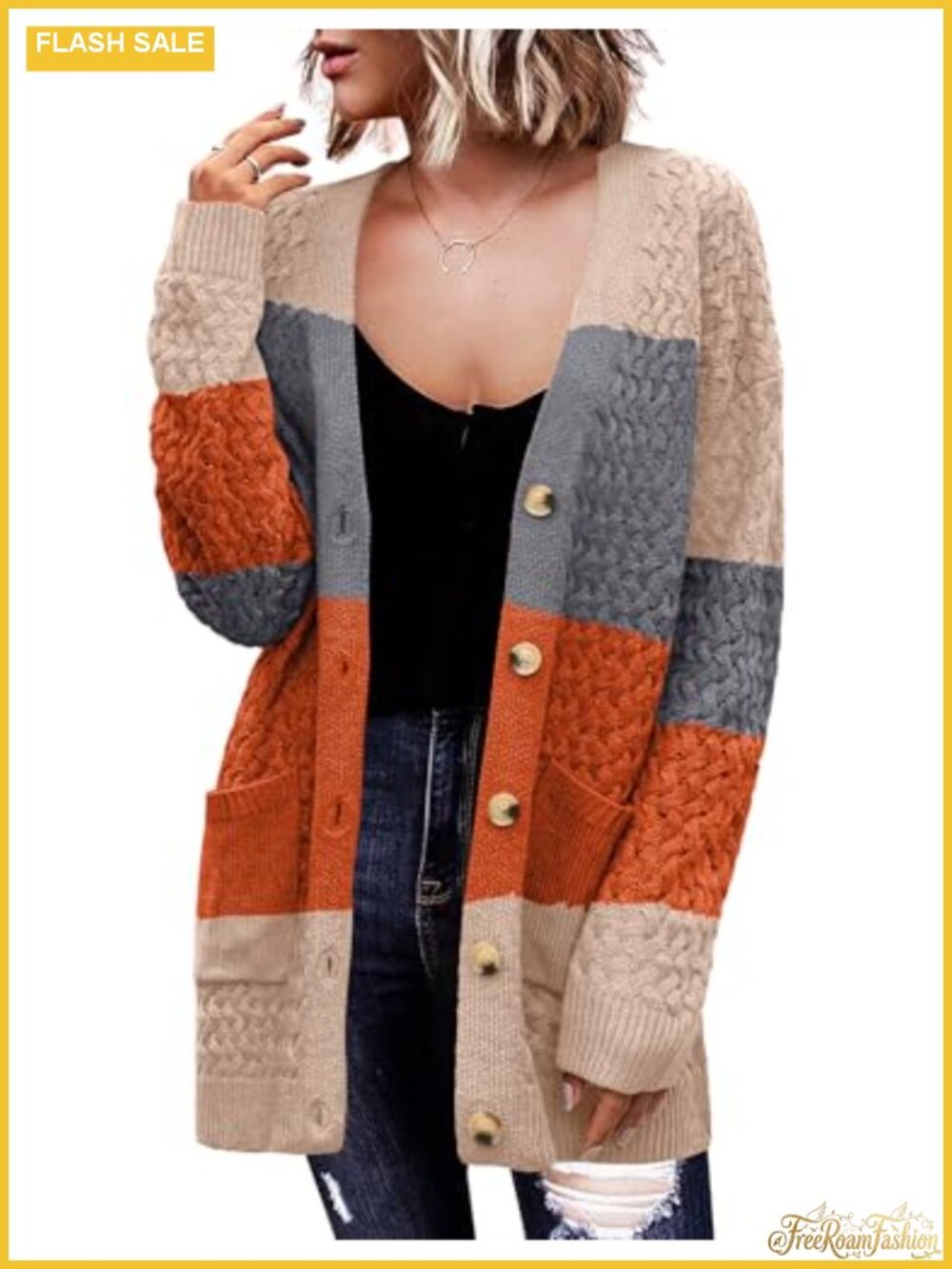 Women's Long Sleeve Button Down Cardigan Sweater with Pockets